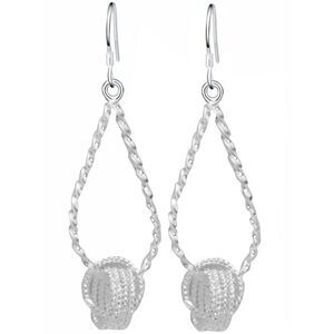 Sterling Silver Plated Dangling Knot & Hoop Earrings